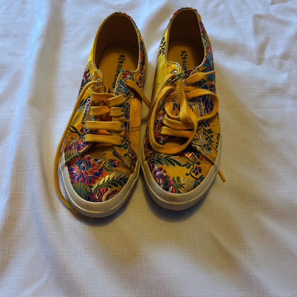 Superga Yellow Floral Women's Sneakers